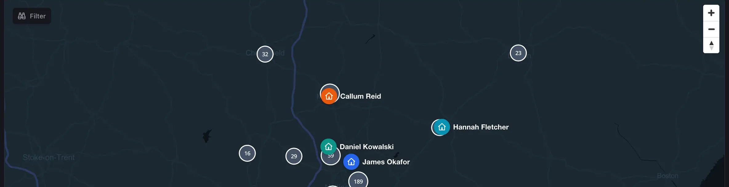 Engineers and jobs on the map in Onroute