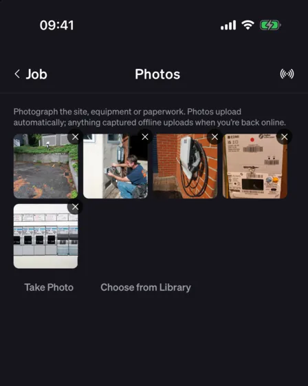 Job photos in the Onroute engineer app