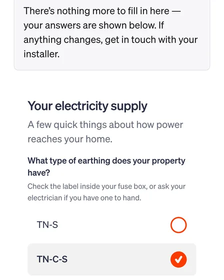 The customer portal on a phone: the survey answers, filled in